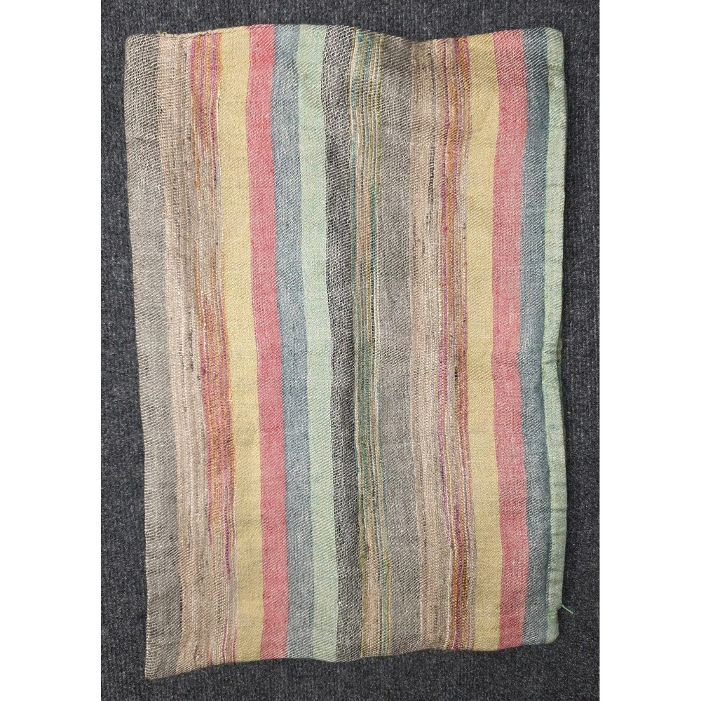 Crate and Barrel Calera Throw Pillow Cover Linen Silk Cotton 22x15 in Multicolor